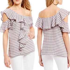 NWT! One-Shoulder Gingham Top XS